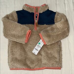 Carter's Beige and Dark Blue Fleece Pullover Todder Boy 18 mos NWT